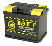 Аккумуляторная батарея TYUMEN BATTERY Standart 6СТ-62Ah 580A  г.Тюмень