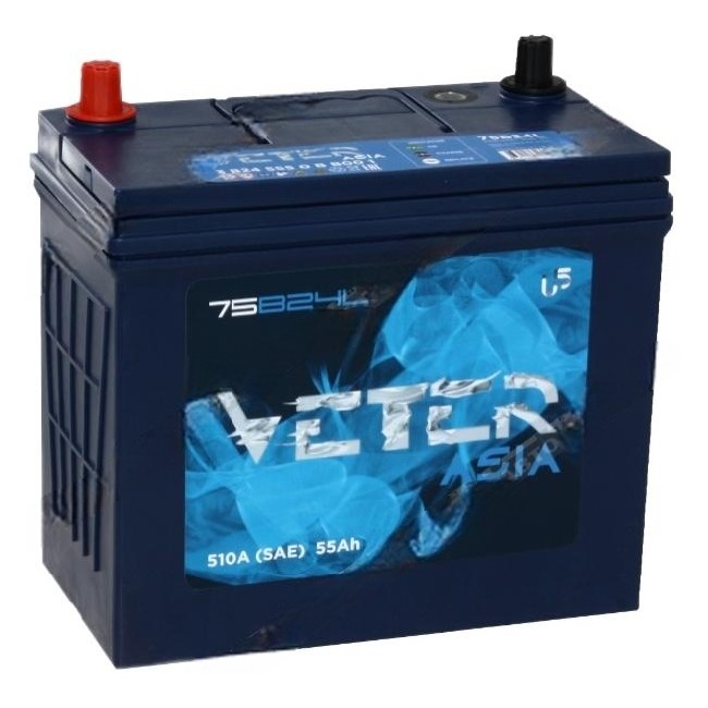 Аккумуляторная батарея VETER 55Ah 510A 75B24L 